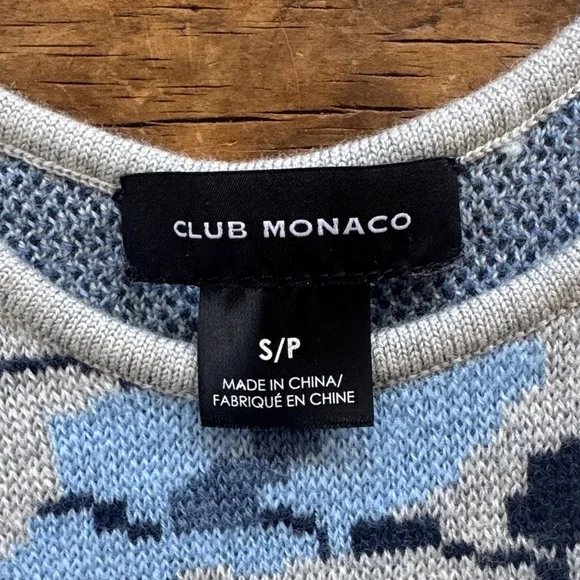 Club Monaco Floral Jacquard Sweater 100% Wool Size S - Picture 8 of 13